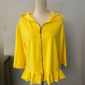 Peace Love World Happy Yellow Zipped Hoodie  NWT